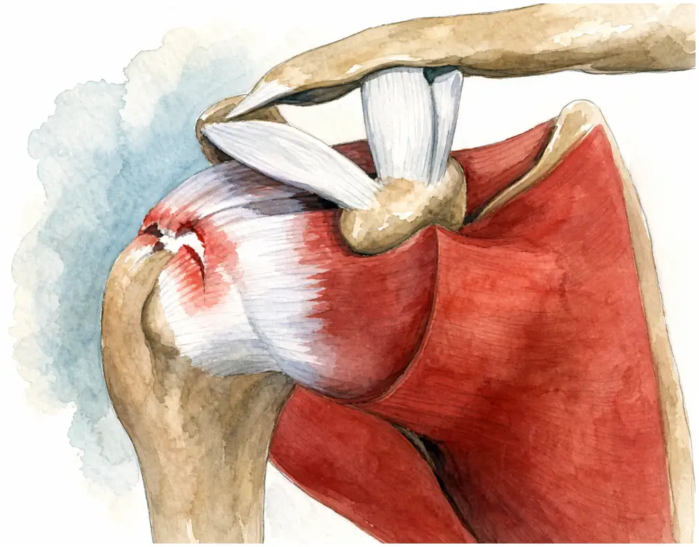Torn rotator cuff tendon of the shoulder
